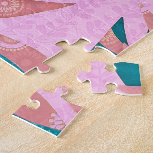 Whimsical Pink Christmas Trees Legpuzzel (Zijkant)