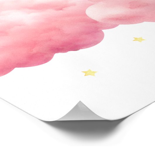 Whimsical Pink Cloud Princess Birthday Welcome Poster (Hoek)