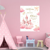 Whimsical Pink Cloud Princess Birthday Welcome Poster
