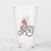 Whimsical Pink Cockatau Monogram Glas (Achterkant)