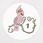 Whimsical Pink Cockatau Monogram Labels (Design 1)