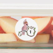 Whimsical Pink Cockatau Monogram Labels (Aangebracht)