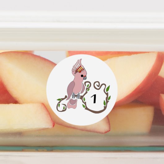 Whimsical Pink Cockatau Monogram Labels (Aangebracht)