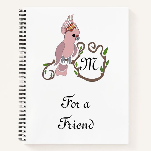Whimsical Pink Cockatau Monogram Notitieboek (Voorkant)