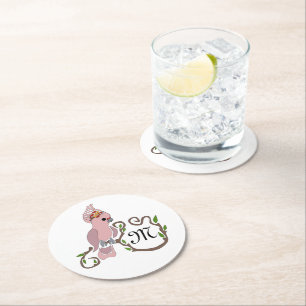 Whimsical Pink Cockatau Monogram Ronde Kartonnen Onderzetter