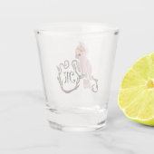 Whimsical Pink Cockatau Monogram Shot Glas (Achterkant)