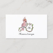 Whimsical Pink Cockatau Monogram Visitekaartje (Voorkant)