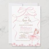 Whimsical Pink Crown Ballerina Twee Tu 2e Verjaard Kaart (Voorkant)