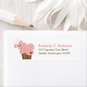 Whimsical Pink Cupcake Butterfly Girl Birthday Etiket (Insitu)