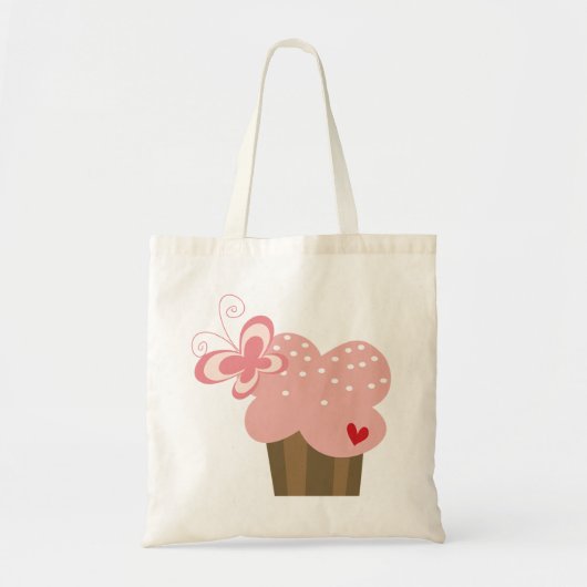 Whimsical Pink Cupcake Butterfly Girl Birthday Tote Bag (Voorkant)