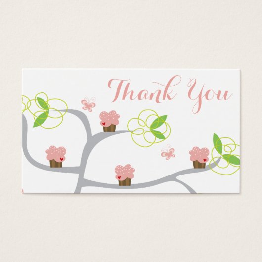 Whimsical Pink Cupcakes Tree Birthday DIY Gift Lab Visitekaartje (Voorkant)