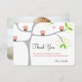 Whimsical Pink Cupcakes Tree Kind's Verjaardagsfot Bedankkaart (Voorkant / Achterkant)