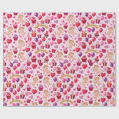 Whimsical Pink Cupid Birthday Balloon Pattern Cadeaupapier (Vlak)