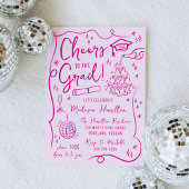 Whimsical Pink Doodles Foto Afstudeerfeest Kaart