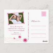 Whimsical Pink Dot Flowers & Happy Birds Hartelijk Briefkaart (Achterkant)
