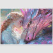 Whimsical Pink Dragon & Elven Princess Decoupage Tissuepapier (Voorkant)