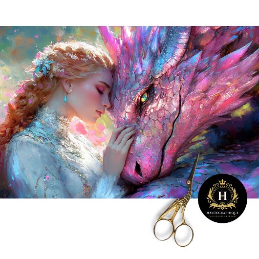 Whimsical Pink Dragon & Elven Princess Decoupage Tissuepapier