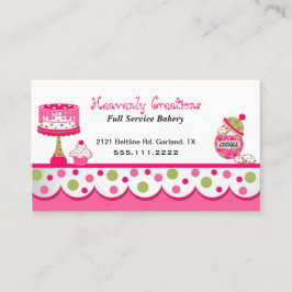 Whimsical Pink en Green Bakery Visitekaartje