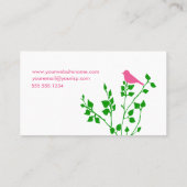Whimsical Pink en Green Cute Bird Visitekaartje (Achterkant)