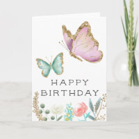 Whimsical Pink en Mint Butterfly Verjaardag