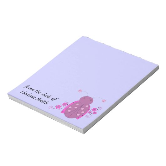 Whimsical Pink en Paars Ladybug Notitieblok (Linkerzijde)