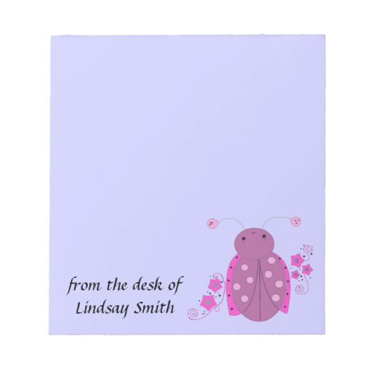 Whimsical Pink en Paars Ladybug Notitieblok (Voorkant)