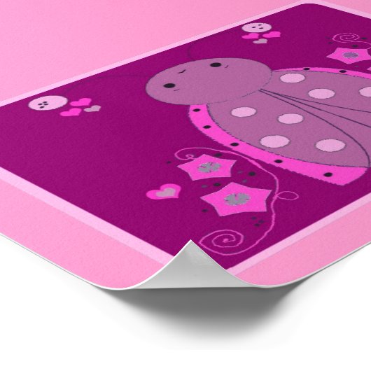 Whimsical Pink en Paars Ladybug Poster (Hoek)