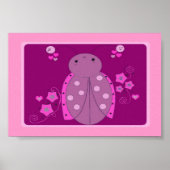 Whimsical Pink en Paars Ladybug Poster (Voorkant)
