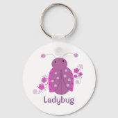 Whimsical Pink en Paars Ladybug Sleutelhanger (Voorkant)