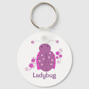 Whimsical Pink en Paars Ladybug Sleutelhanger