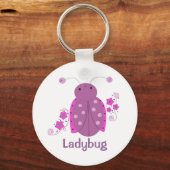 Whimsical Pink en Paars Ladybug Sleutelhanger (Voorkant)