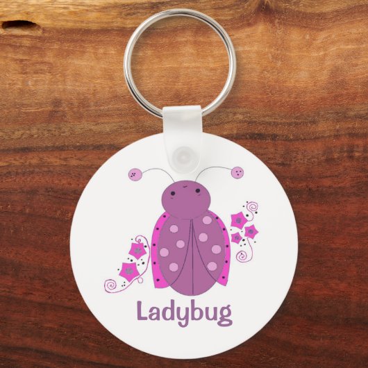 Whimsical Pink en Paars Ladybug Sleutelhanger (Voorkant)