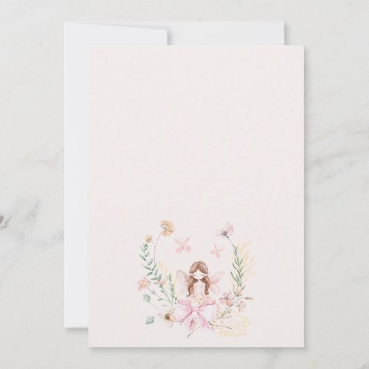 Whimsical Pink Fairy Eerste Verjaardag 1e Verjaard Kaart (Achterkant)