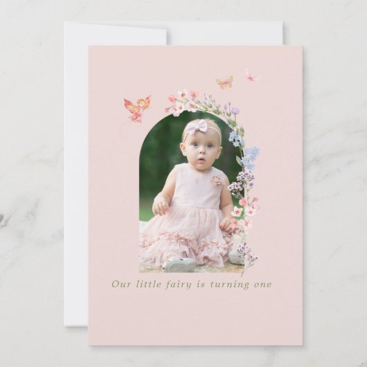 Whimsical Pink Fairy Eerste Verjaardag Bedankt Car (Achterkant)