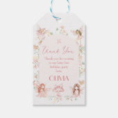 Whimsical Pink Fairy Eerste Verjaardag Gift Label Cadeaulabel (Voorkant)