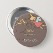 Whimsical Pink Fairy Princess Birthday Name Tag Ronde Button 7,6 Cm (Voorkant /achterkant)