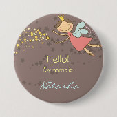 Whimsical Pink Fairy Princess Birthday Name Tag Ronde Button 7,6 Cm (Voorkant)