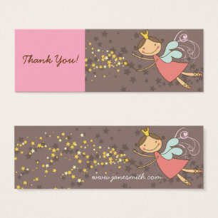 Whimsical Pink Fairy Princess & Magical Stars Chic Mini Visitekaartjes