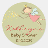 Whimsical Pink Fairy Princess Stars Baby shower Ronde Sticker (Voorkant)
