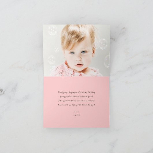 Whimsical Pink Fairy Princess Stars Girl Birthday Bedankkaart (Binnen)