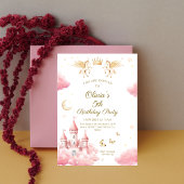 Whimsical Pink Fairy Tale Castle Birthday Kaart