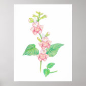 Whimsical Pink Fantasy Flowers Buds Waterverf Poster (Voorkant)