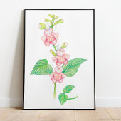 Whimsical Pink Fantasy Flowers Buds Waterverf Poster