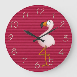 Whimsical Pink Flamingo Clock Grote Klok