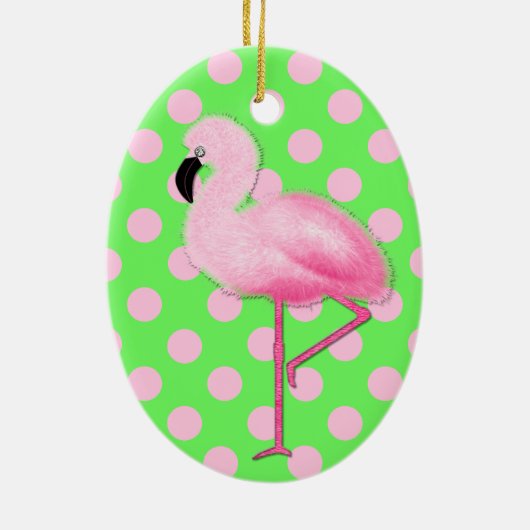 Whimsical Pink Flamingo Kerstannament Keramisch Ornament (Achterkant)
