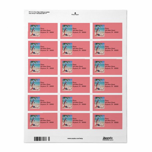 Whimsical Pink Flamingo No. 1 Waterverf Art Etiket (Full Sheet)