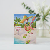 Whimsical Pink Flamingo No. 2 Waterverf Art Briefkaart (Staand voorkant)