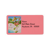 Whimsical Pink Flamingo No. 2 Waterverf Art Etiket (Voorkant)