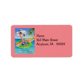 Whimsical Pink Flamingo No. 3 Waterverf Art Etiket (Voorkant)