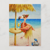 Whimsical Pink Flamingo No. 4 Waterverf Art Briefkaart (Voorkant)